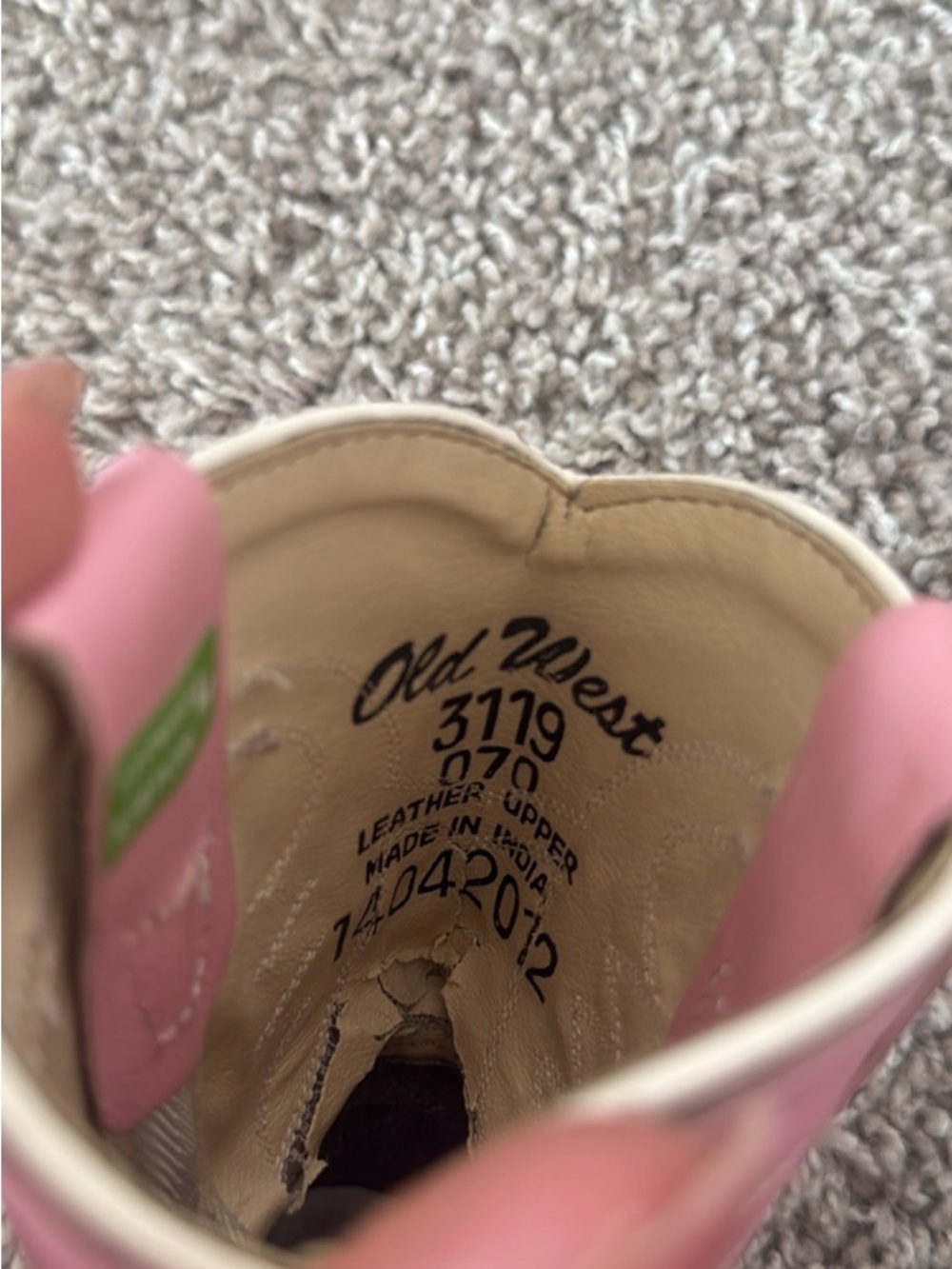 Old West Pink Kids Western Cowboy Boot - Picture 5 of 5